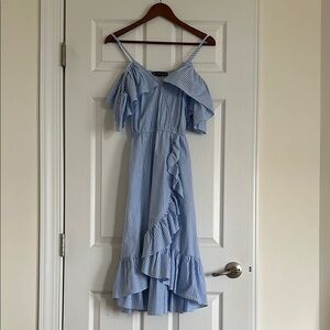 Blue Striped Ruffle Dress